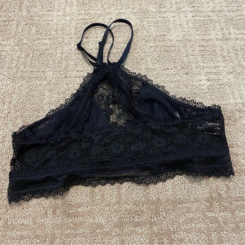 {Victoria's Secret} High Neck Halter Style Lace Bralette | Black ~ Medium - Picture 2 of 16